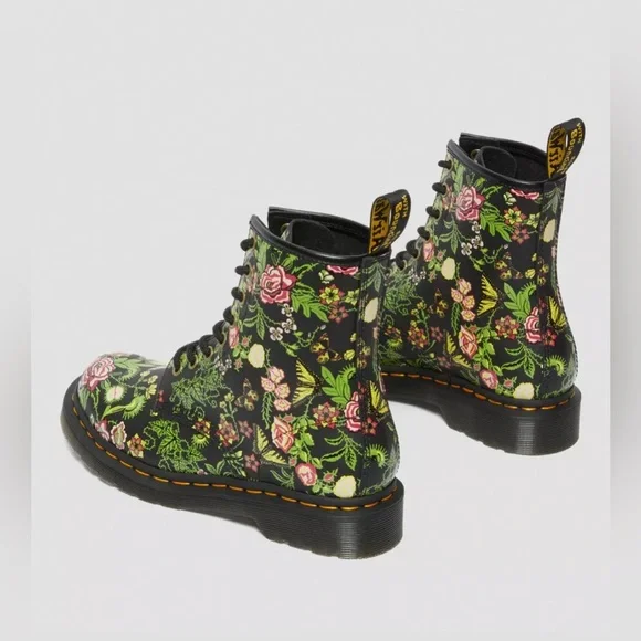 New Dr Martens 1460 WOMEN'S FLORAL BLOOM LEATHER LACE UP BOOTS Size 7 - Picture 7 of 9